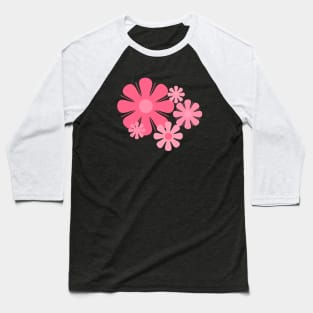 Flower Locus Retro 60s 70s Floral in Candy Pink Baseball T-Shirt